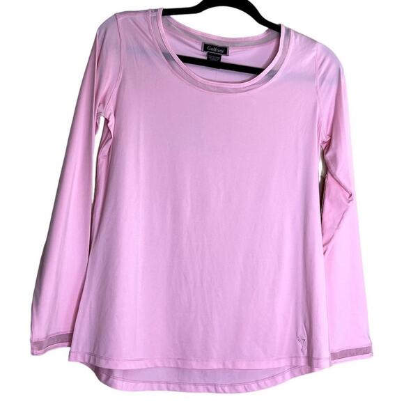 Golftini Golf Top Polo Shirt Women Medium Pink Long Sleeve UPF 30 Sun Protection - Picture 2 of 13